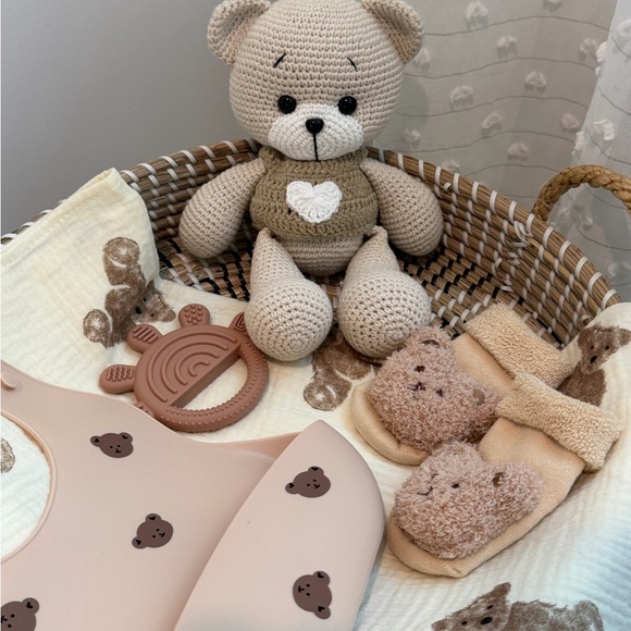 Crochet Teddy Bear newborn gift set